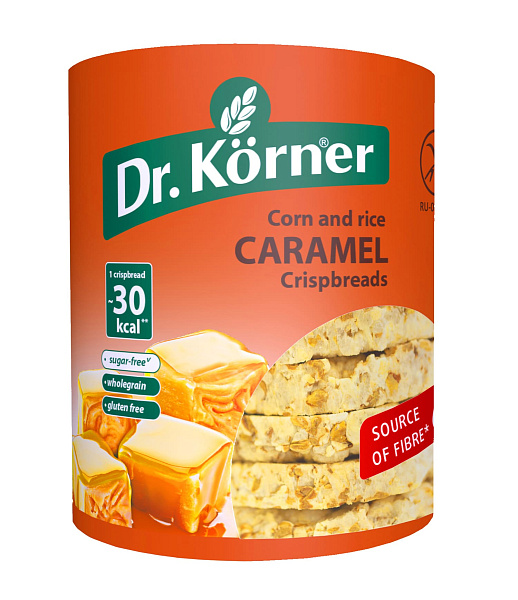Rice and corn cakes with caramel flavour