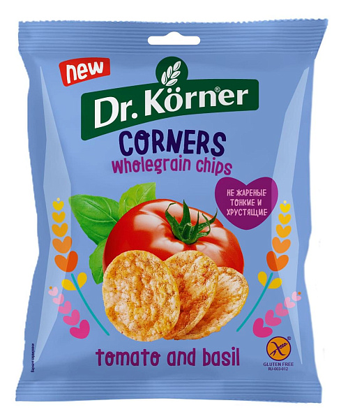 Wholegrain rice and corn chips with tomato & basil